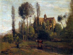  Jean-Baptiste-Camille Corot The Church at Essommes, near the Chateau Thierry - Art Print