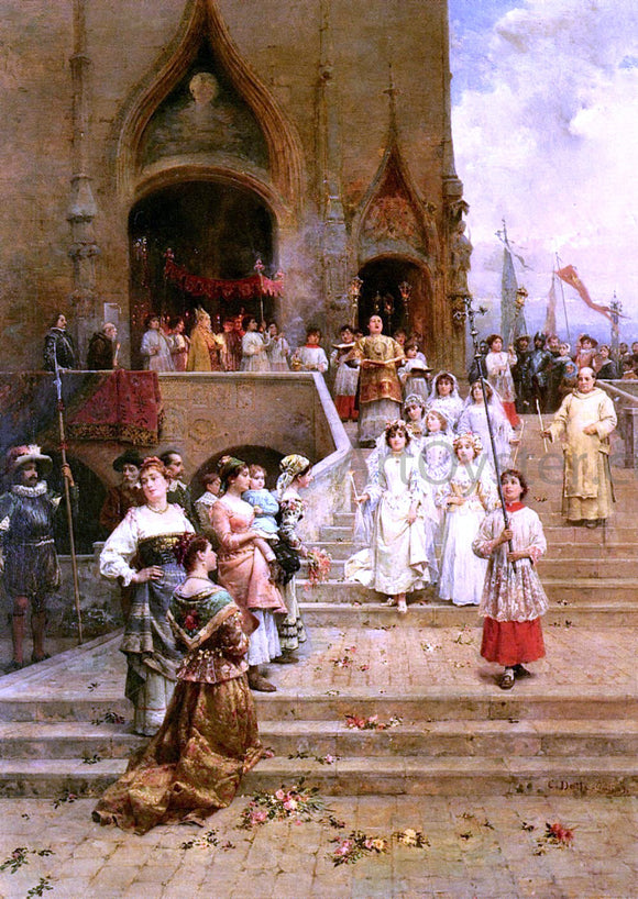  Cesare-Auguste Detti The Confirmation Procession - Art Print