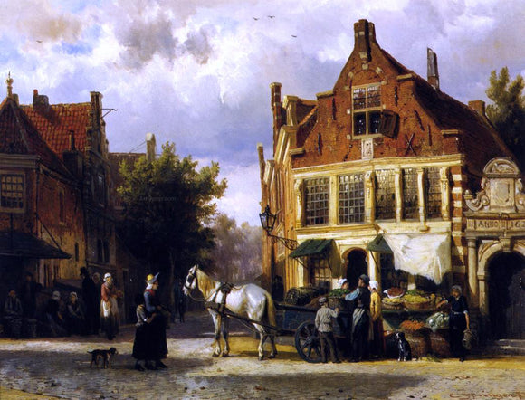  Cornelis Springer The Corner of Westerstraat and Tabakstraat in Enkhuizen - Art Print