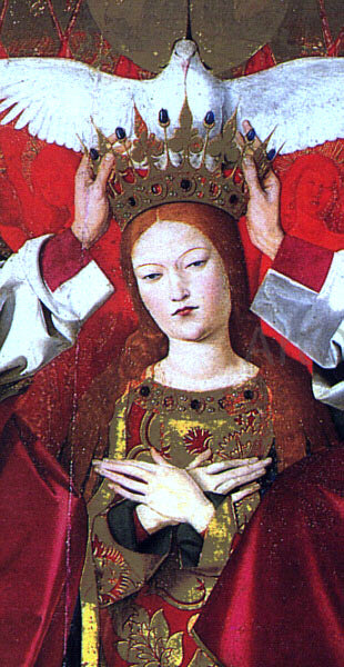 Enguerrand Charonton The Coronation of the Virgin, detail: the Virgin - Art Print
