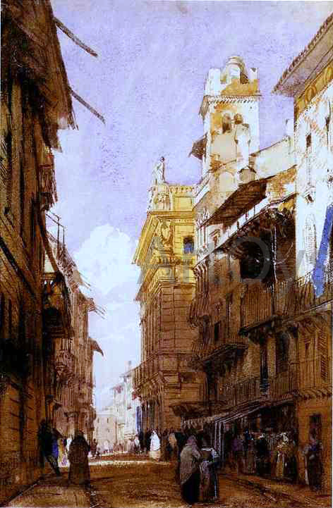  Richard Parkes Bonington The Corsa Saint' Anastasia, Verona, with the Palace of Prince Maffet - Art Print