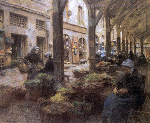  Leon Augustin L'hermitte) The Covered Vegetable Market, St Malo (no.2) - Art Print
