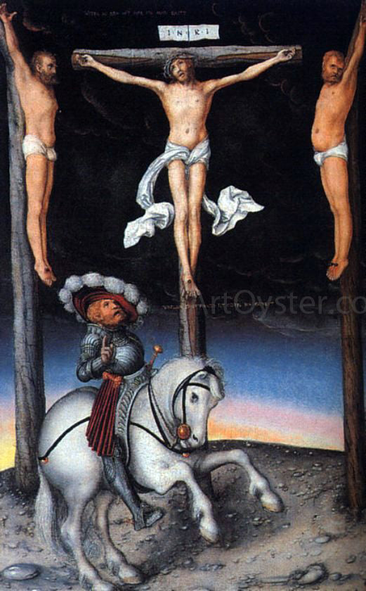  The Elder Lucas Cranach The Crucifixion with the Converted Centurion - Art Print