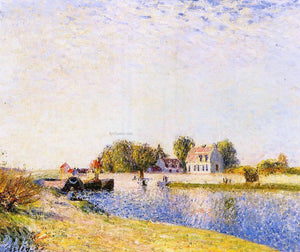  Alfred Sisley The Dam on the Loing - Barges - Art Print