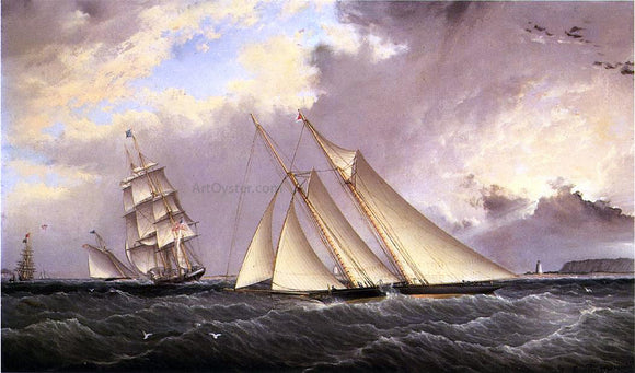  James E Buttersworth The Dauntless off Sandy Hook - Art Print