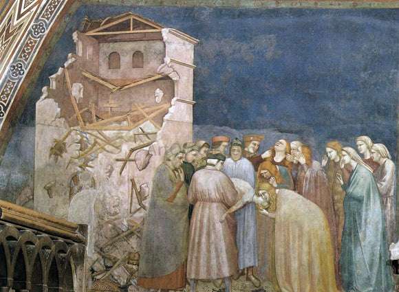  Giotto Di Bondone The Death of the Boy in Sessa (North transept, Lower Church, San Francesco, Assisi) - Art Print