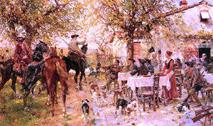  Raffaelo Sorbi The Departure of the Hunting Party - Art Print