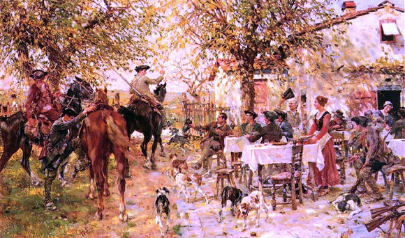  Raffaelo Sorbi The Departure of the Hunting Party - Art Print