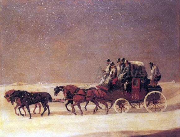  Henry Alken The Derby and London Royal Mail on the Open Road in Winter - Art Print