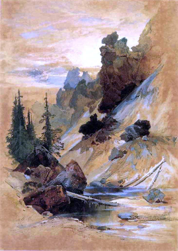  Thomas Moran The Devils Den on Cascade Creek - Art Print