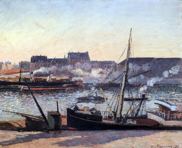  Camille Pissarro The Docks, Rouen: Afternoon - Art Print