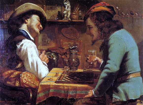  Gustave Courbet The Draughts Players - Art Print