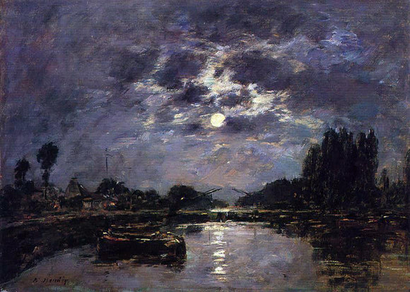  Eugene-Louis Boudin The Effect of Moonlight (also known as St. Valery Canal) - Art Print