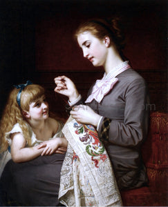  Hugues Merle The Embroidery Lesson - Art Print