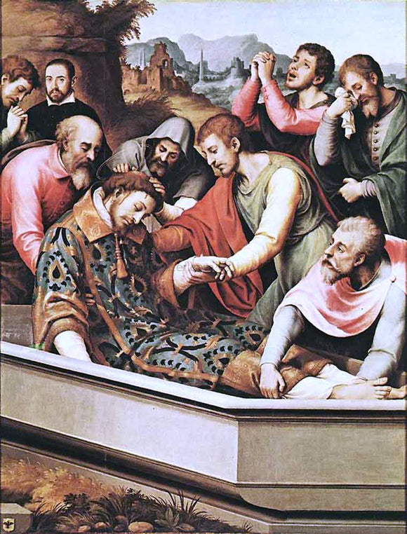  Juan de es De Juanes The Entombment of St Stephen Martyr - Art Print