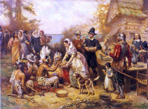  Jean-Leon Gerome Ferris The First Thanksgiving, 1621 - Art Print