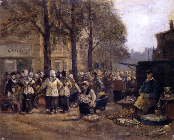  Eugene-Louis Boudin The Fish Market, Rotterdam - Art Print