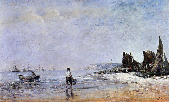  Eugene-Louis Boudin The Fisherman, Low Tide - Art Print