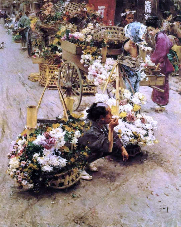  Robert Frederick Blum The Flower Market, Tokyo - Art Print