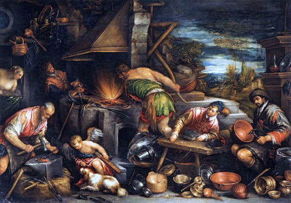  Francesco Bassano The Forge of Vulcan - Art Print