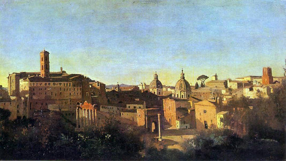  Jean-Baptiste-Camille Corot The Forum Seen from the Farnese Gardens, Evening - Art Print