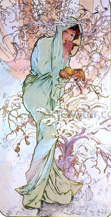  Alphonse Maria Mucha The Four Seasons: Winter - Art Print