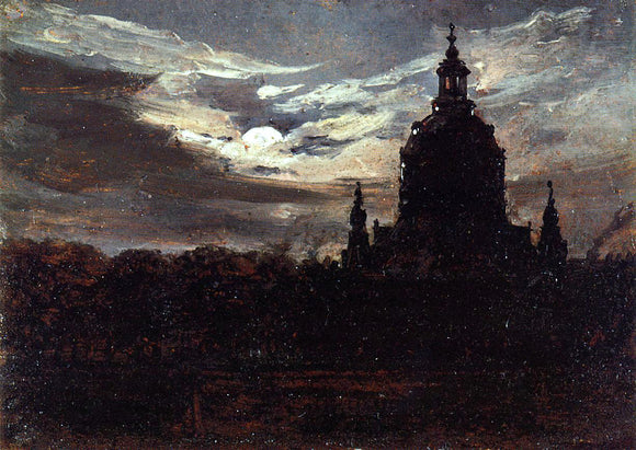  Johan Christian Claussen Dahl The Frankenkirche, Dresden - Art Print