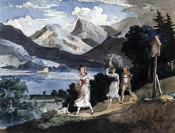  Adrian Ludwig Richter The Fuschlsee with the Schafberg Mountain in the Salzkammergut - Art Print