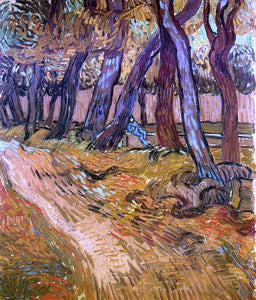  Vincent Van Gogh The Garden of Saint-Paul Hospital with Figure - Art Print