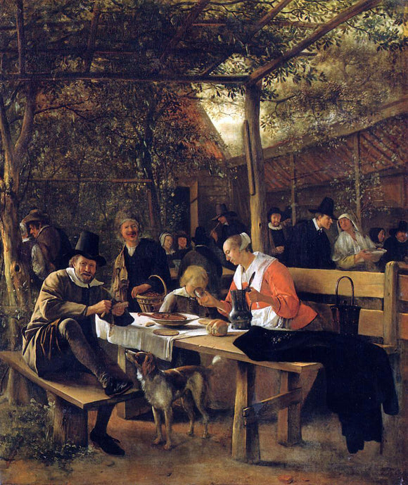  Jan Steen The Garden Outside an Inn - Art Print