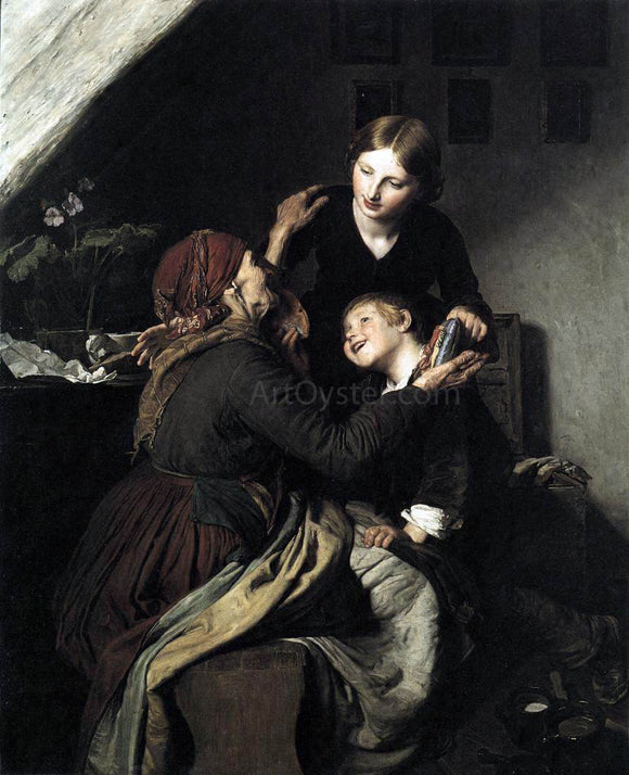  Ferdinand Georg Waldmuller The Grandmother's Birthday - Art Print