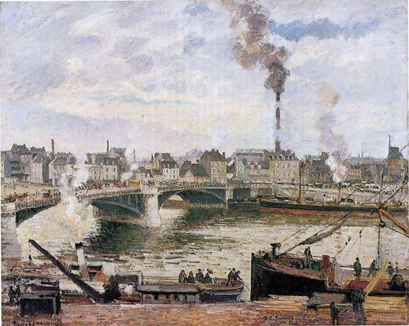  Camille Pissarro The Great Bridge, Rouen (also known as The Pont Boieldieu, Rouen) - Art Print