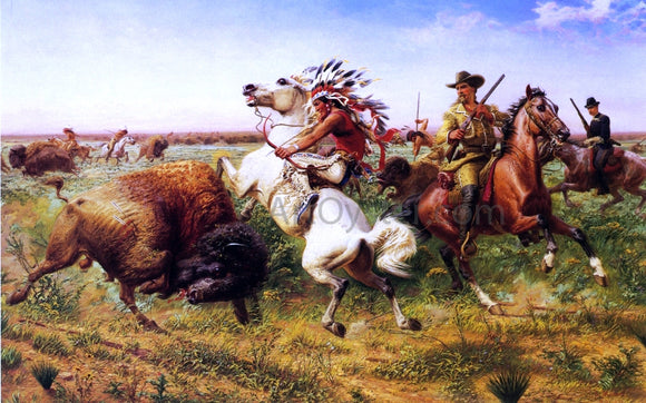  Louis Maurer The Great Royal Buffalo Hunt - Art Print