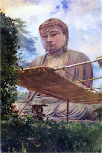  John La Farge The Great Statue of Amida Buddha at Kamakura, Known as the Diabutsu, from the Priest's Garden - Art Print