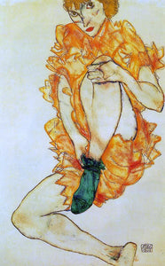  Egon Schiele The Green Stocking - Art Print