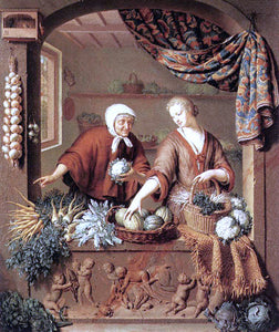  Willem Van Mieris The Greengrocer - Art Print