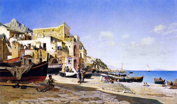  Federico Del Campo The Harbour, Capri - Art Print