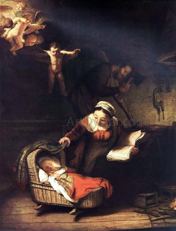  Rembrandt Van Rijn The Holy Family with Angels - Art Print
