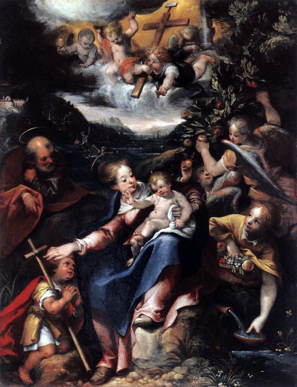  Denys Calvaert The Holy Family with the Infant St John the Baptist in a Landscape - Art Print