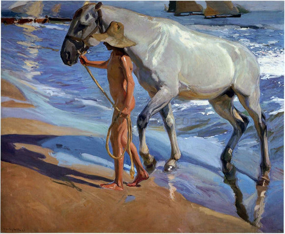  Joaquin Sorolla Y Bastida The Horse Bath - Art Print
