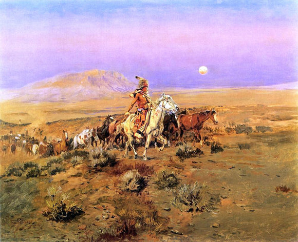  Charles Marion Russell The Horse Thieves - Art Print