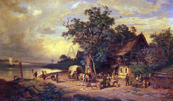 Rudolphe Heinrich Schuster The Inn at the Estuary - Art Print