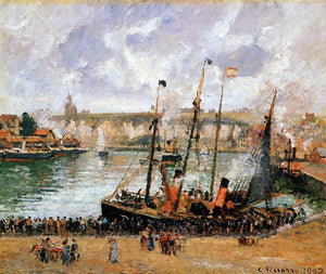  Camille Pissarro The Inner Harbor, Dieppe: High Tide, Morning, Grey Weather - Art Print