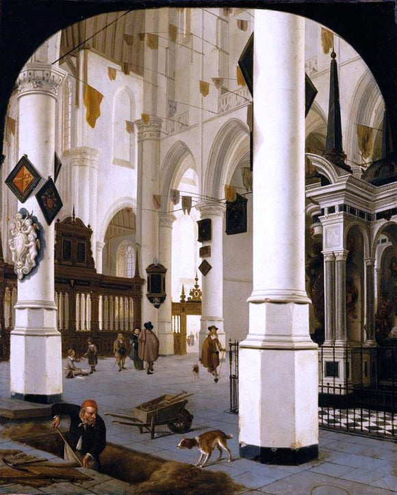  Hendrick Cornelisz Van Vliet The Interior of The Nieuwe Kerk In Delft with the Tomb of William the Silent - Art Print