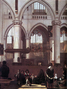  Emanuel De Witte The Interior of the Oude Kerk, Amsterdam, During a Sermon - Art Print