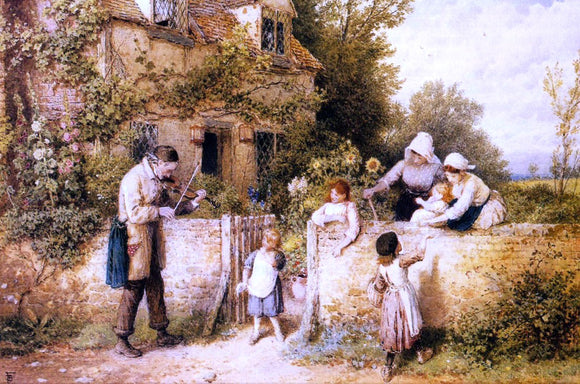  Myles Birket Foster The Itinerant Fiddler - Art Print