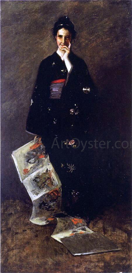  William Merritt Chase The Japanese Book - Art Print