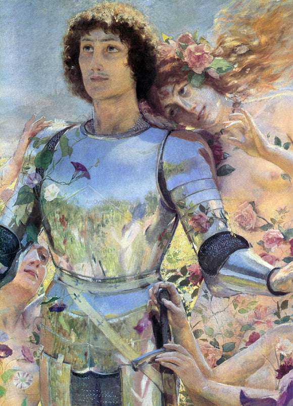  Georges Antoine Rochegrosse The Knight of the Flowers [detail: left] - Art Print