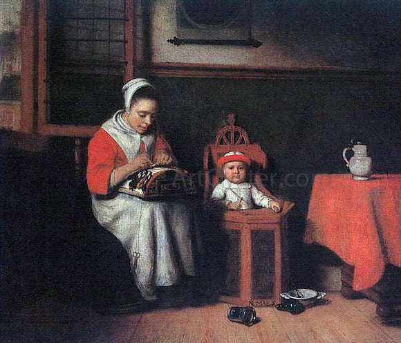  Nicolaes Maes The Lacemaker - Art Print