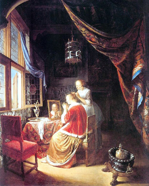  Gerrit Dou The Lady at her Dressing-Table - Art Print